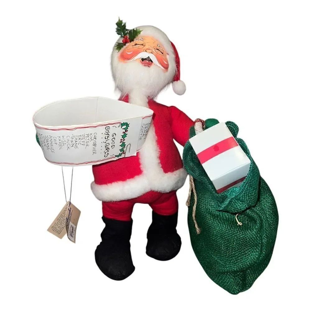Annalee Santa Claus Checking His List with Bag of Toys 18" 1991 Vintage